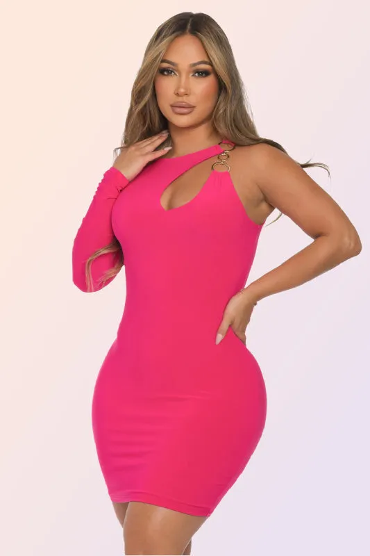 IBIZA SUNRISE ONE SHOULDER MINI BODYCON DRESS