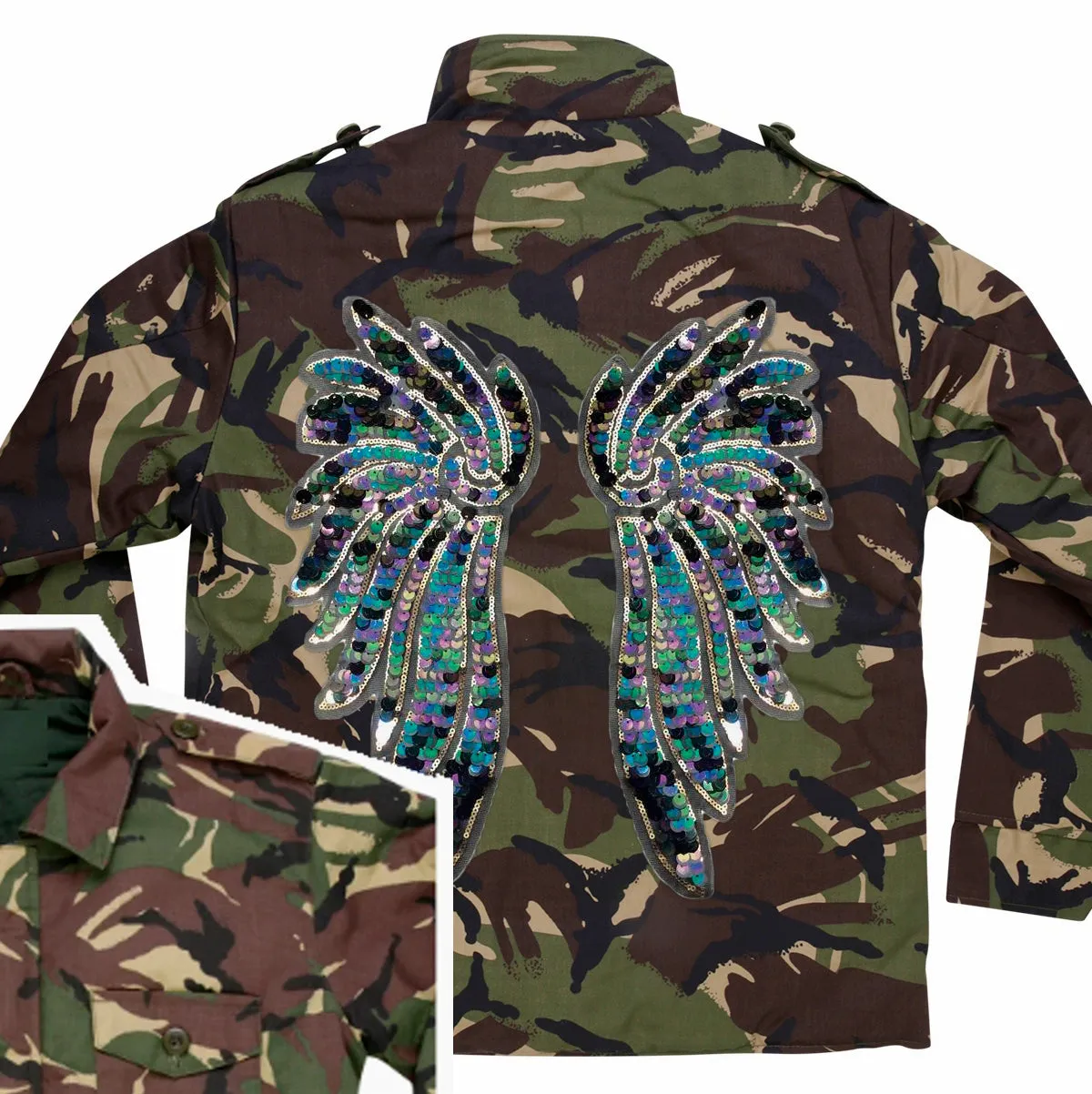 Indigo and Aqua Wings Camo Jacket