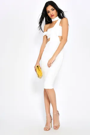 Ivory Choker Sleeve Midi Dress