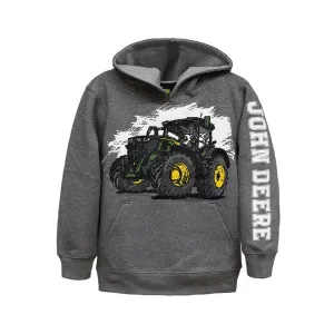 John Deere Sketch Tractor Fleece Pullover - grey