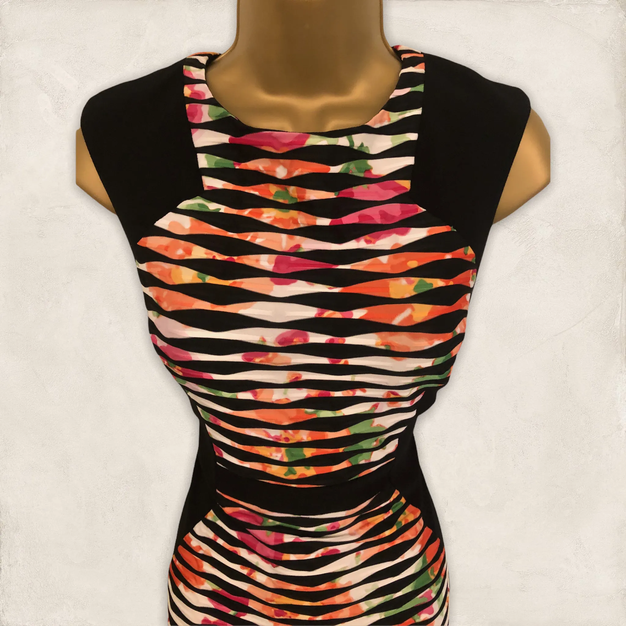 Joseph Ribkoff Black Multicolour Bodycon Dress UK 10 US 6 EU 38