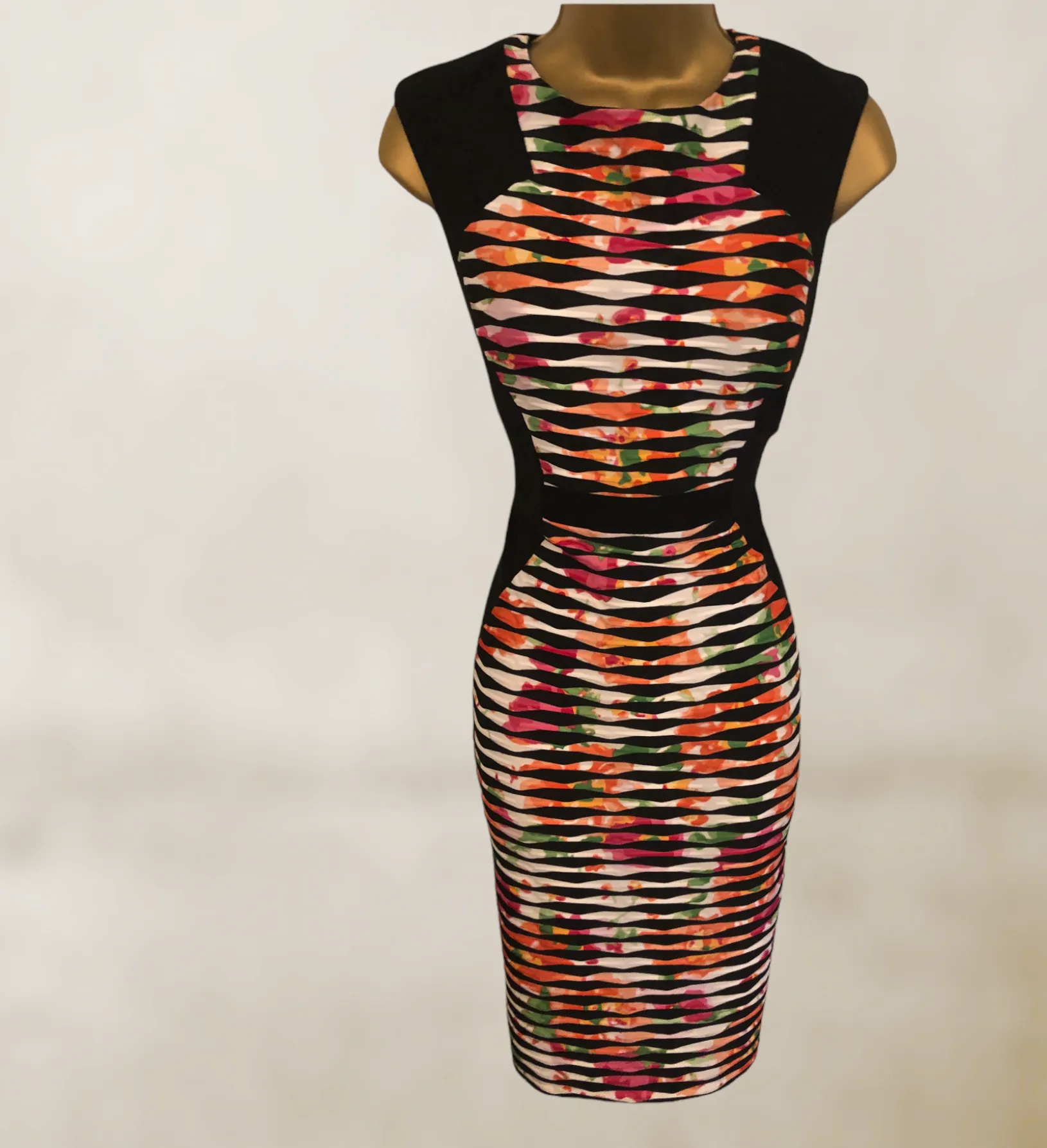 Joseph Ribkoff Black Multicolour Bodycon Dress UK 10 US 6 EU 38