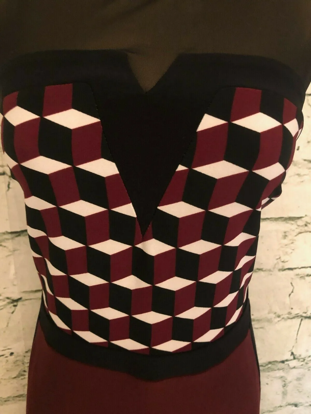 Joseph Ribkoff Wine & Black Bodycon Dress UK 10 US 6 EU 38