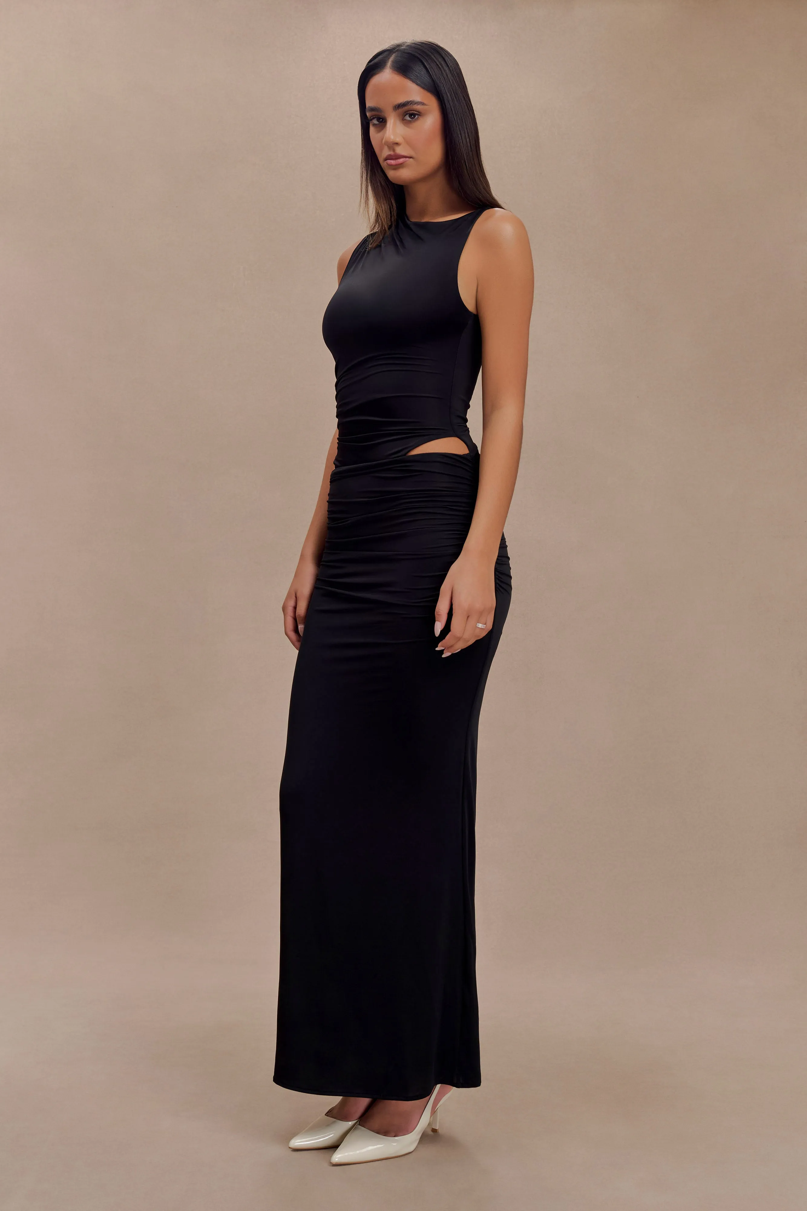 Kaia Slinky Cut Out Maxi Dress - Black