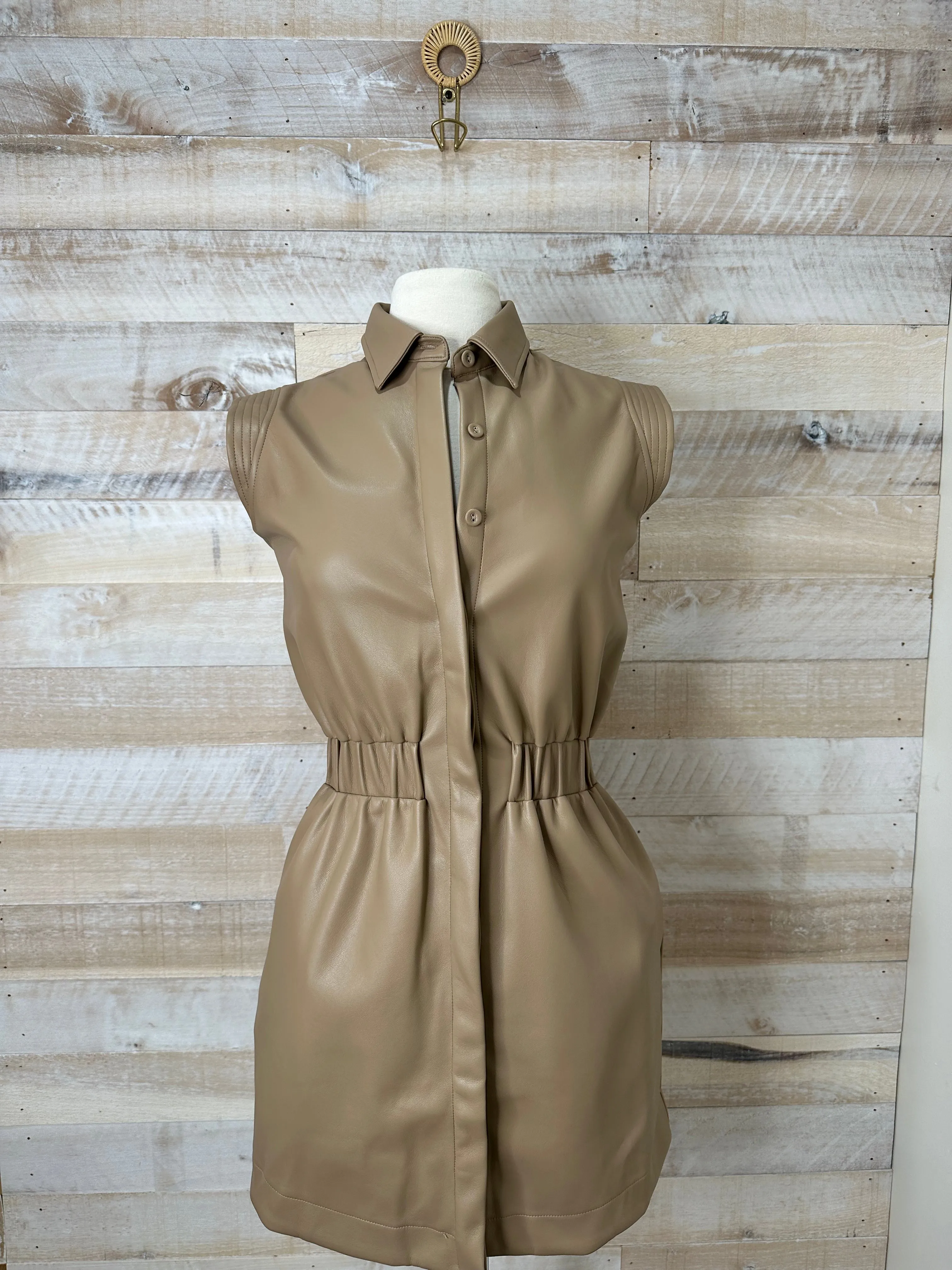 KAR Oliver Leather Mini Dress in Mocha