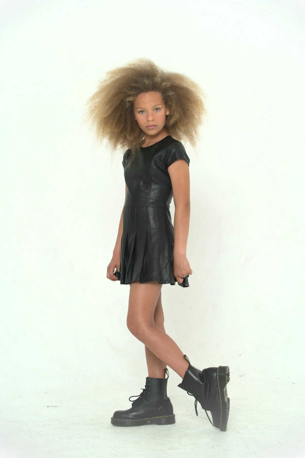 KatieJ NYC Tween Eddie Vegan Leather Dress - Black