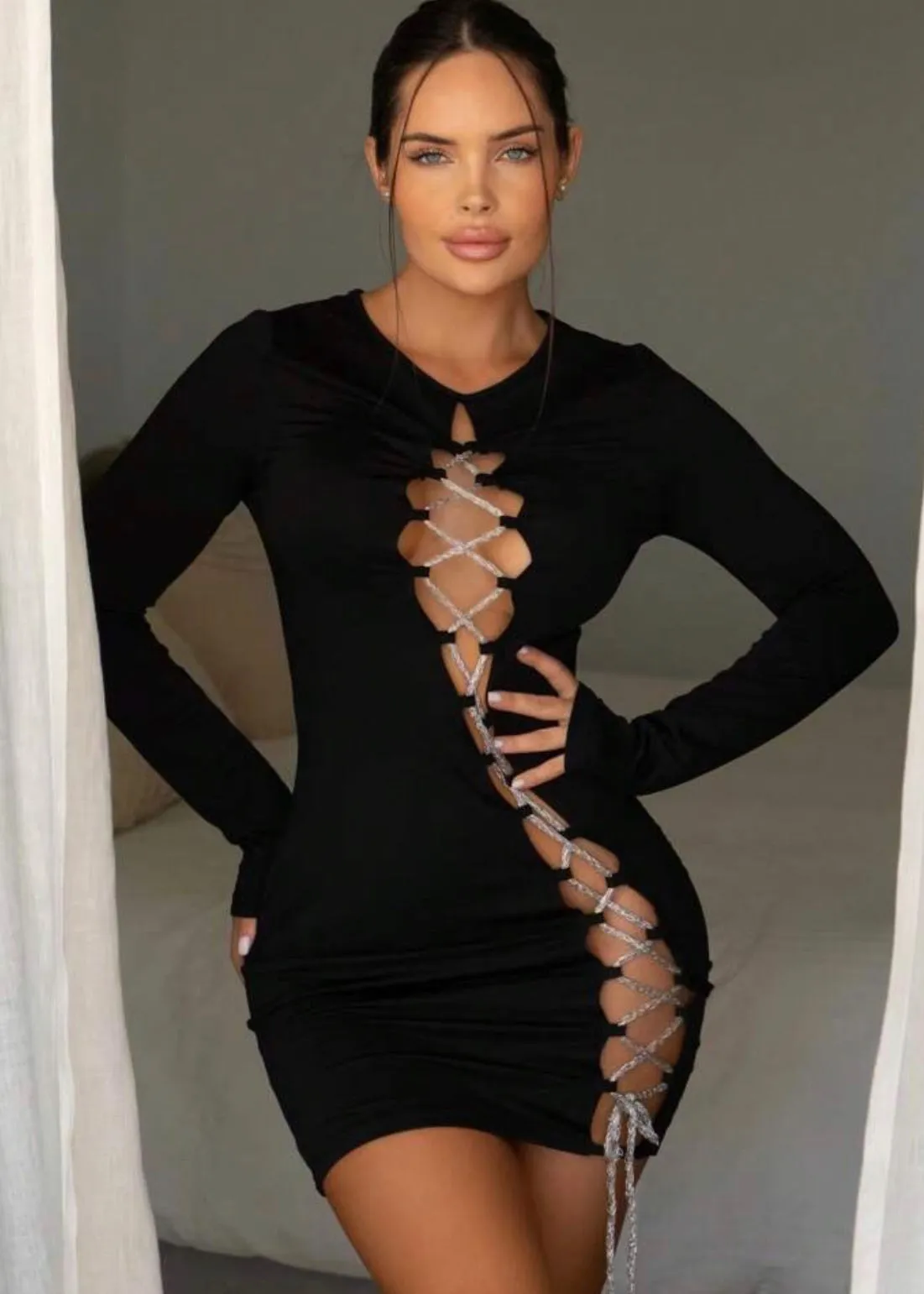 Lace Up Front Bodycon Dress