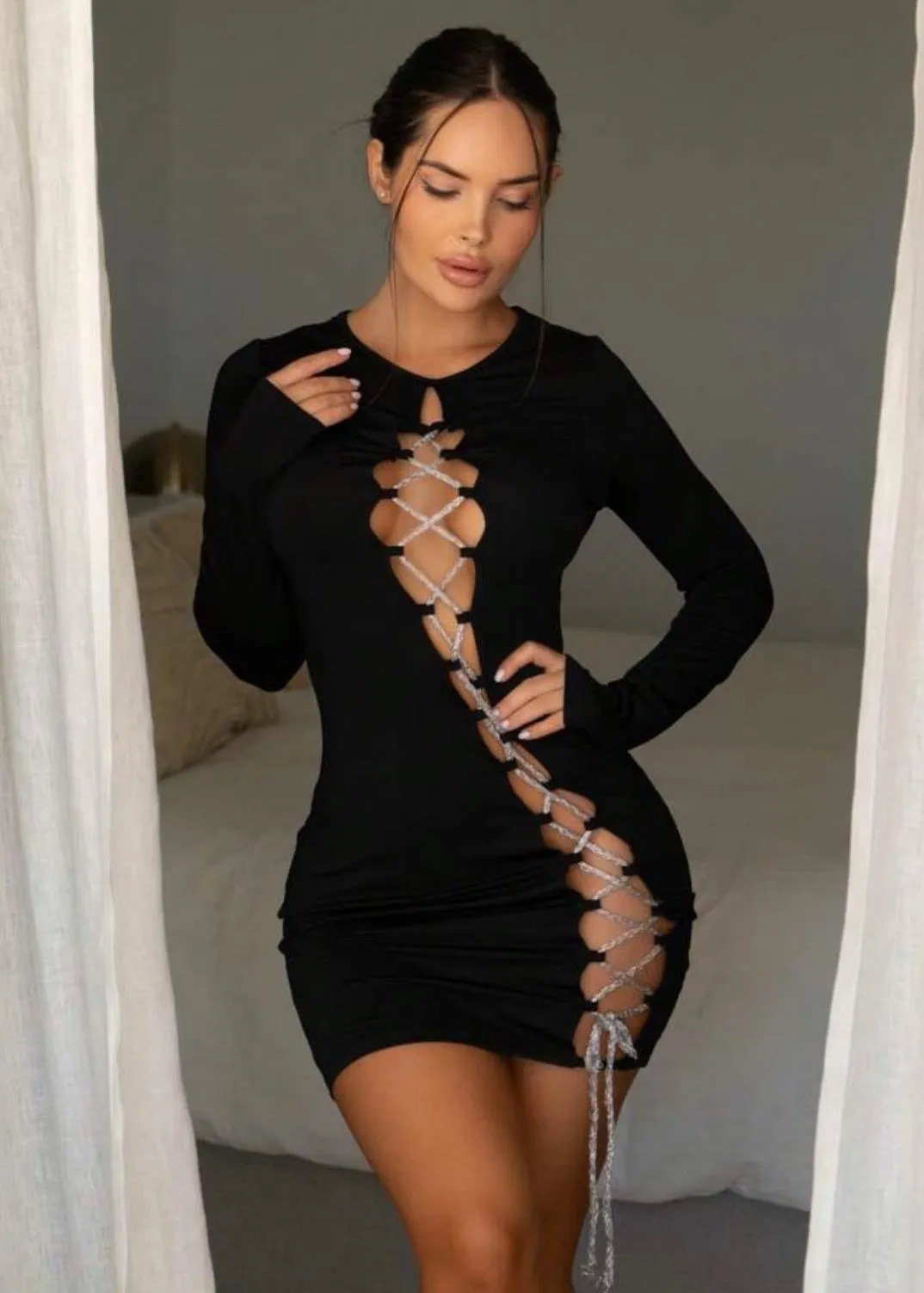 Lace Up Front Bodycon Dress