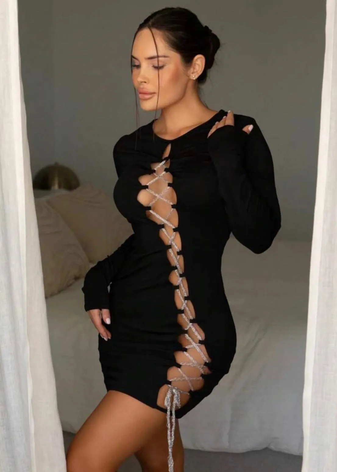 Lace Up Front Bodycon Dress