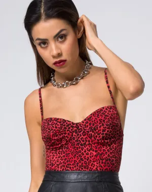 Lanti Bodice in Coloured Animal Red