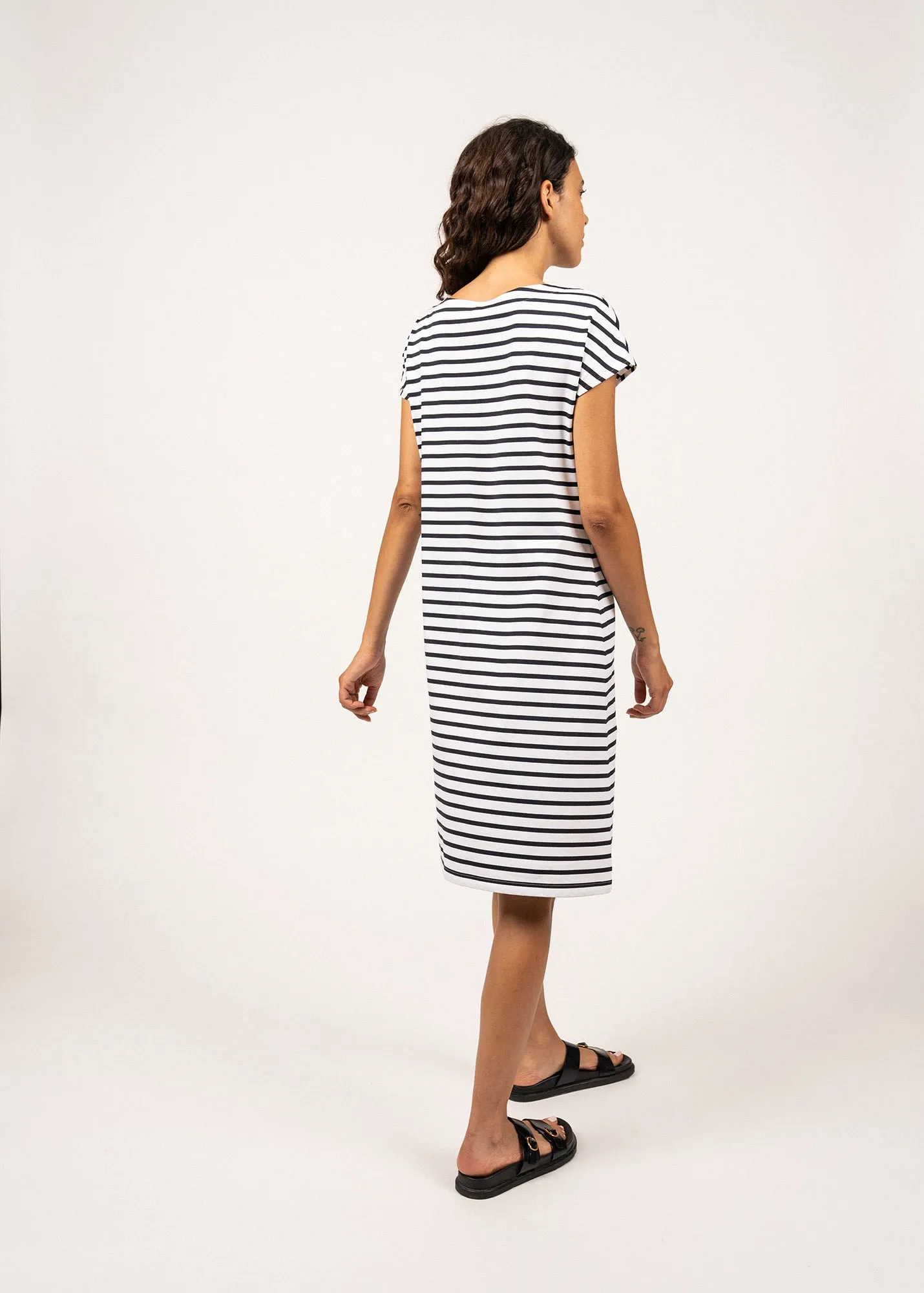 LANVEOC - Dress with Drawstrings | Anti-UV Stretch Fabric (WHITE / NAVY)