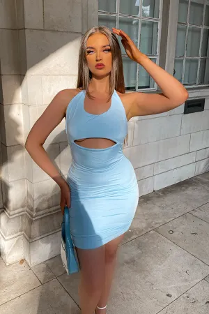 Laura Blue Tie Up Bodycon Dress