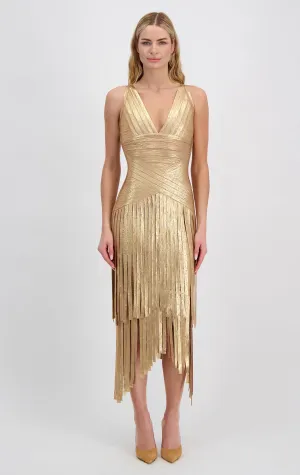 Layered Foil Fringe Dress