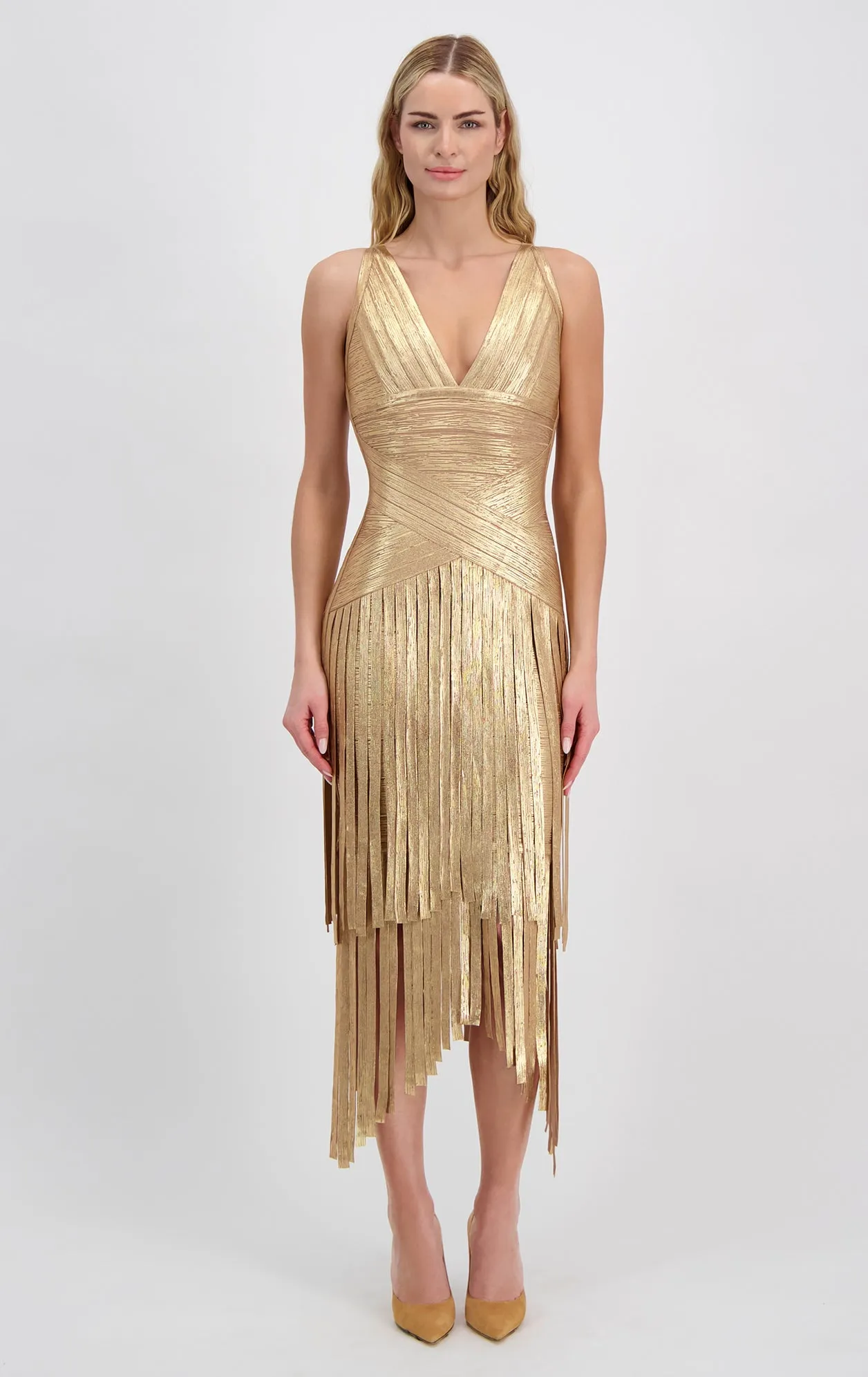 Layered Foil Fringe Dress