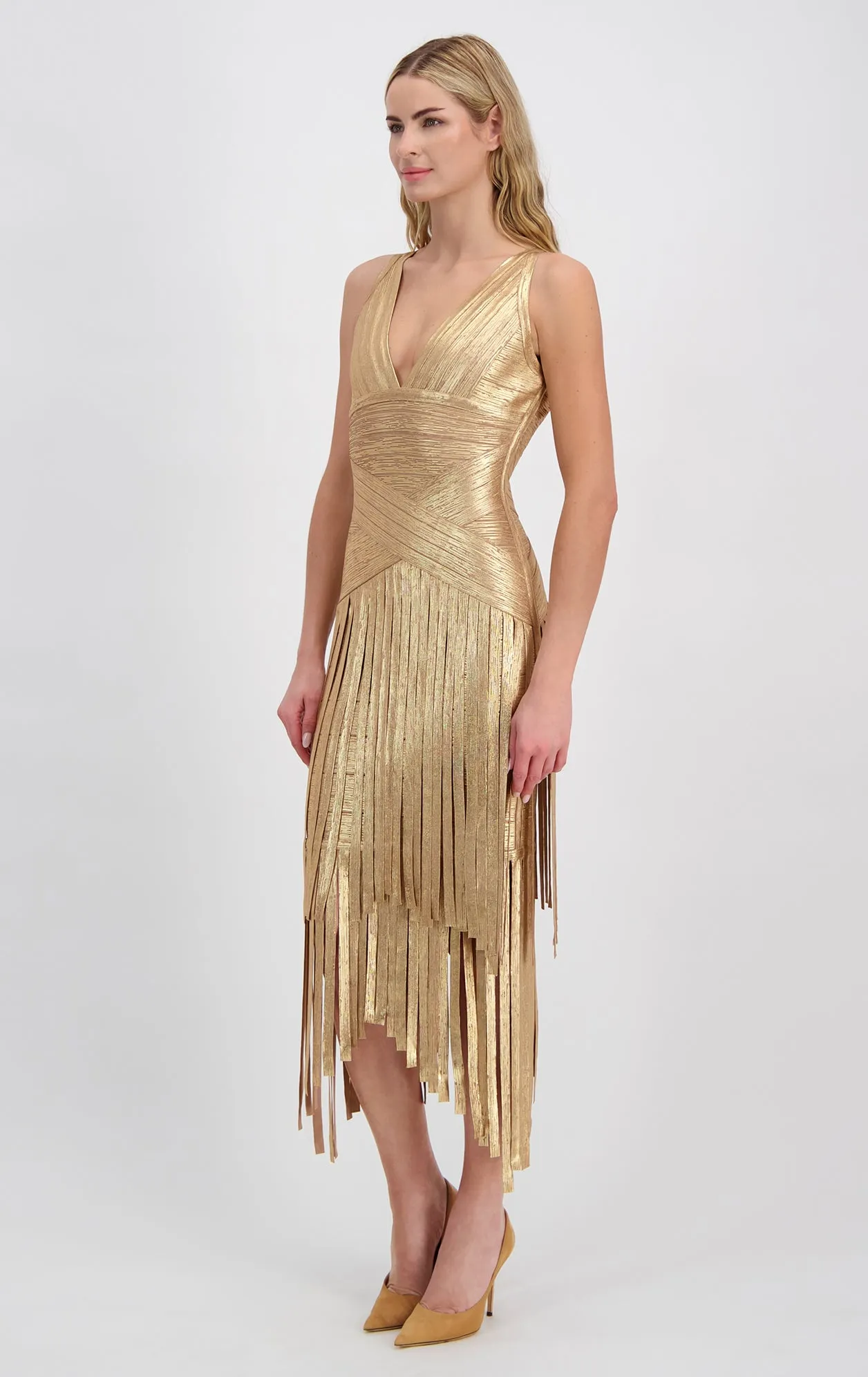 Layered Foil Fringe Dress