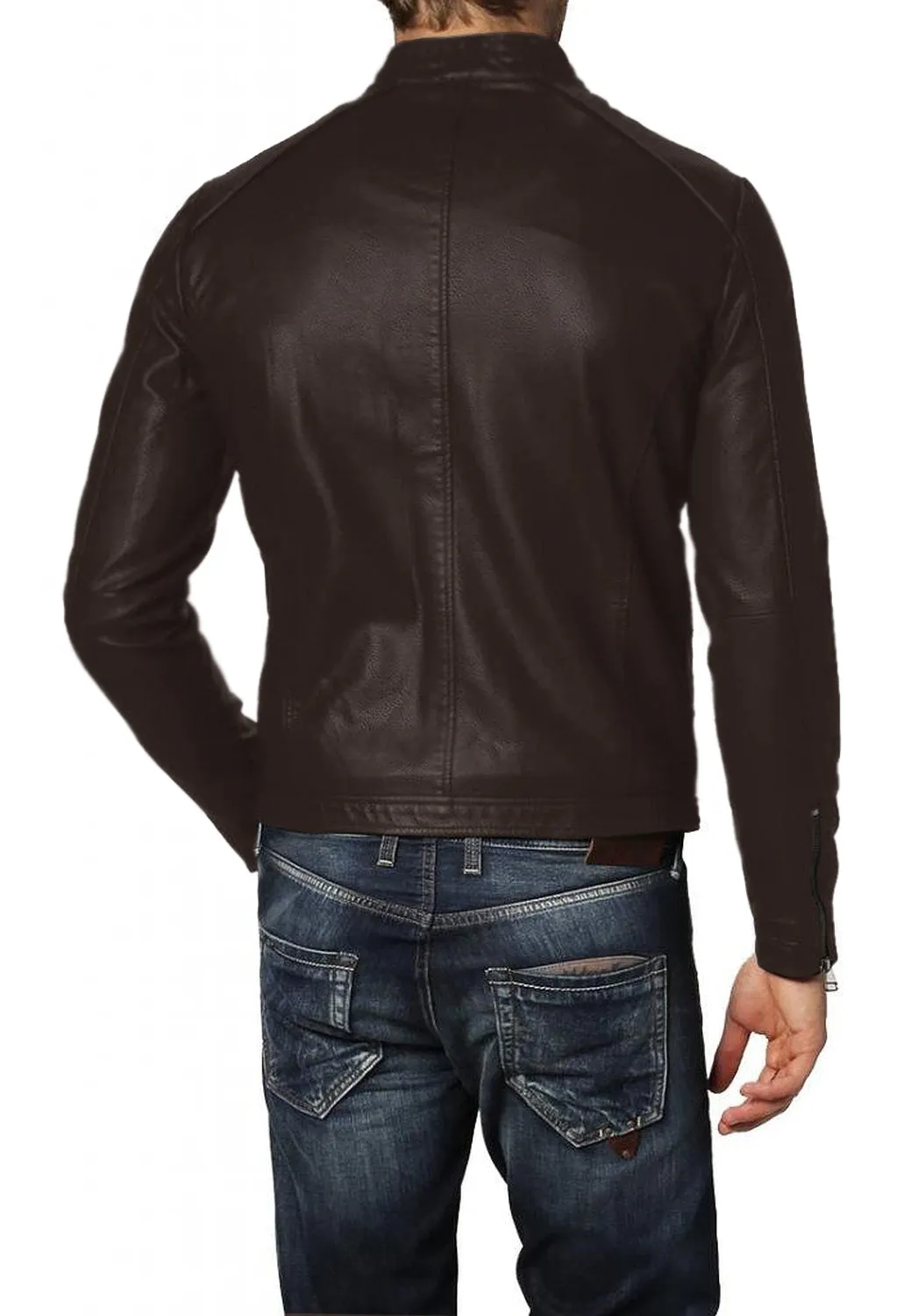 Leather Jackets Hub Mens Genuine Lambskin Leather Jacket (Black, Racer Jacket) - 1501122