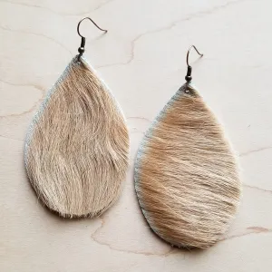 Leather Teardrop Earring-Light Brindle