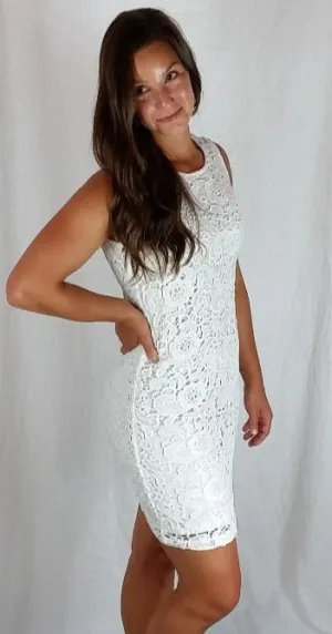 Lovely Lace Bodycon Dress- Ivory