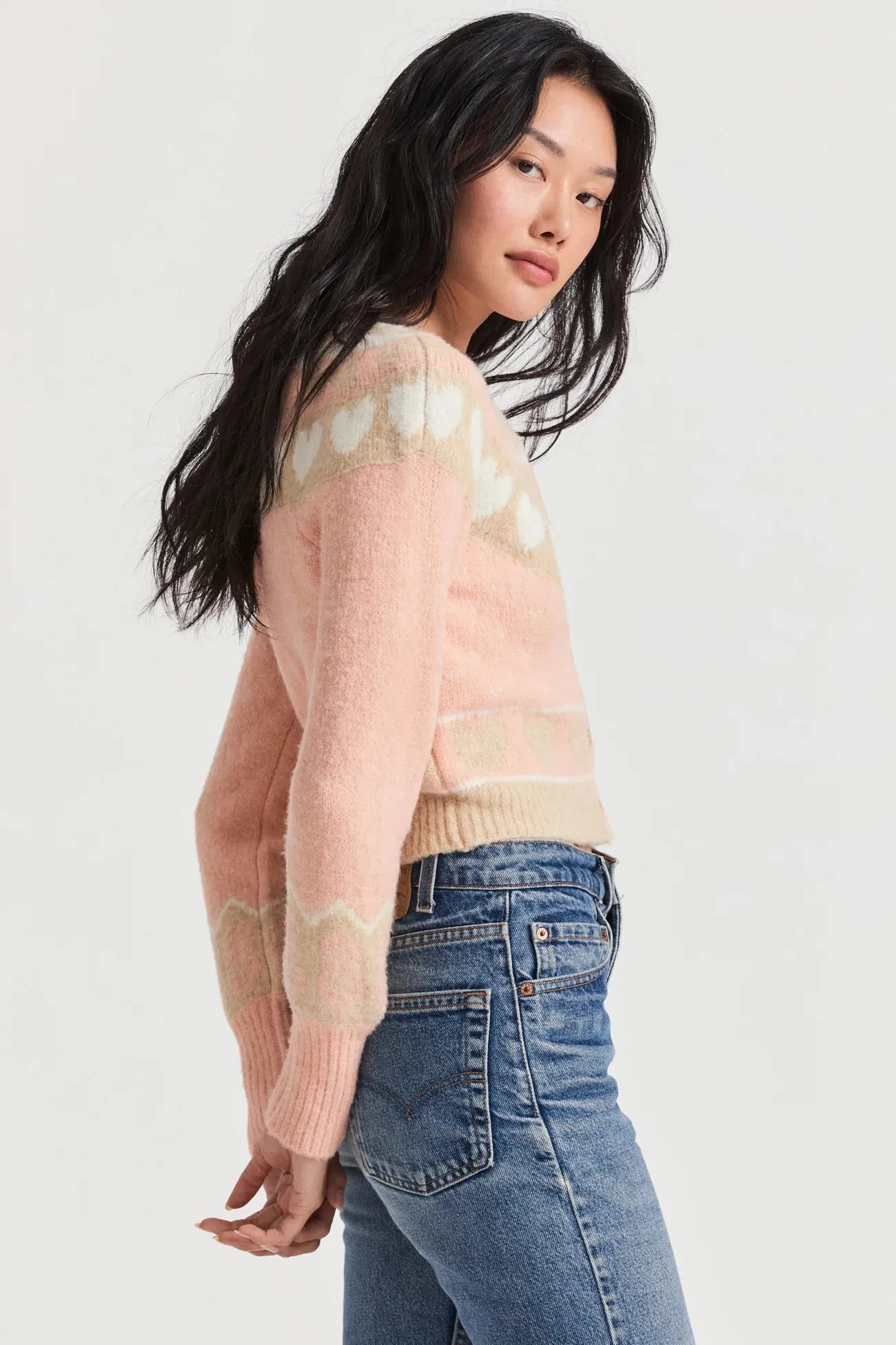 Loveshackfancy Dimples Cropped Cardigan in Champagne Toast