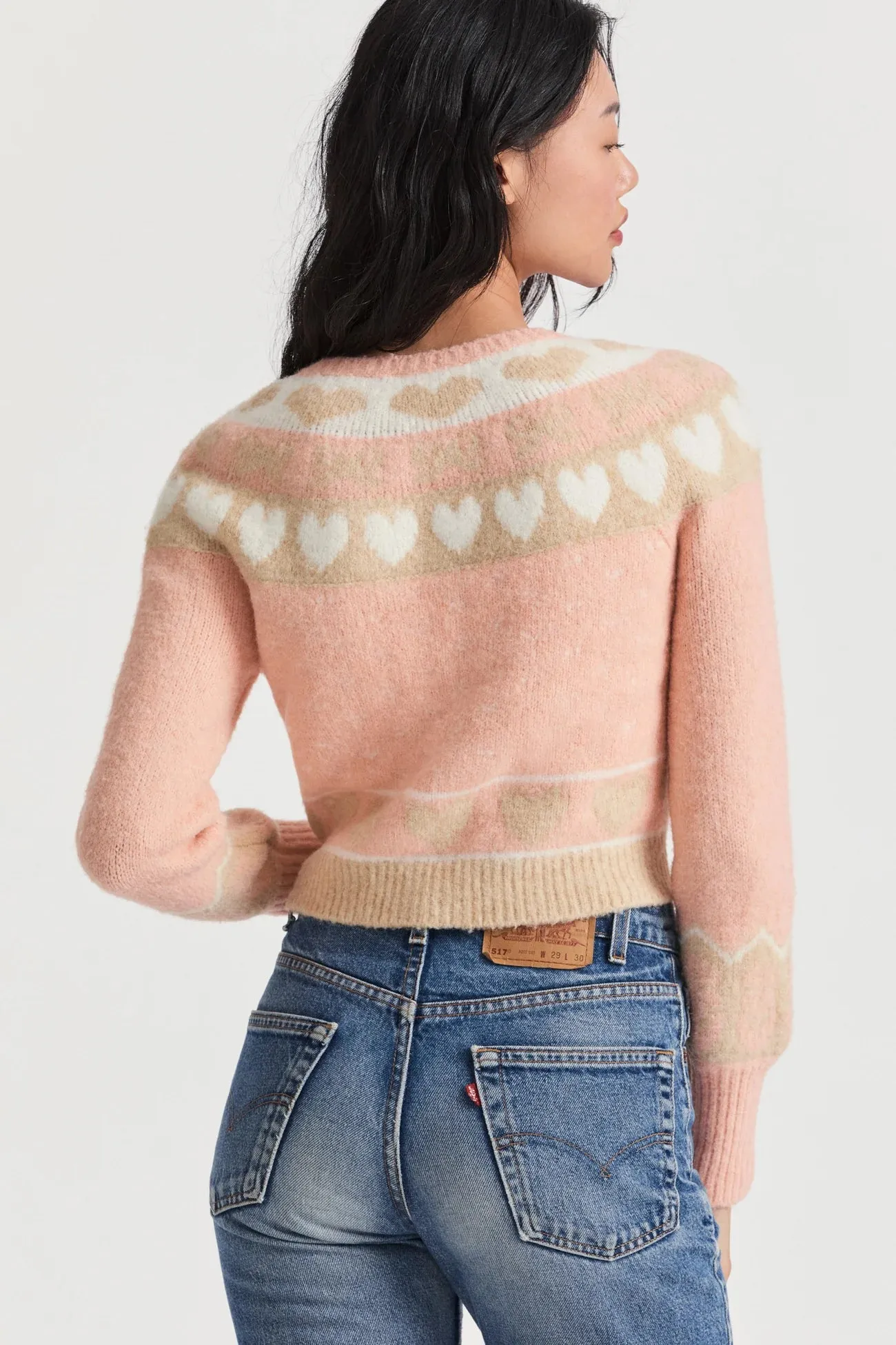 Loveshackfancy Dimples Cropped Cardigan in Champagne Toast