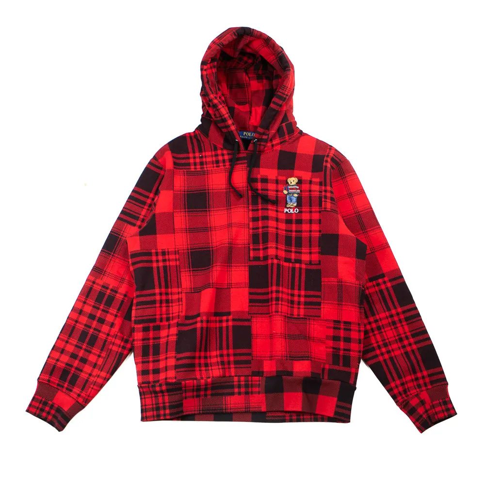 Magic Fleece Novelty Bear Hoodie Plaid (Martin Red/Multi)