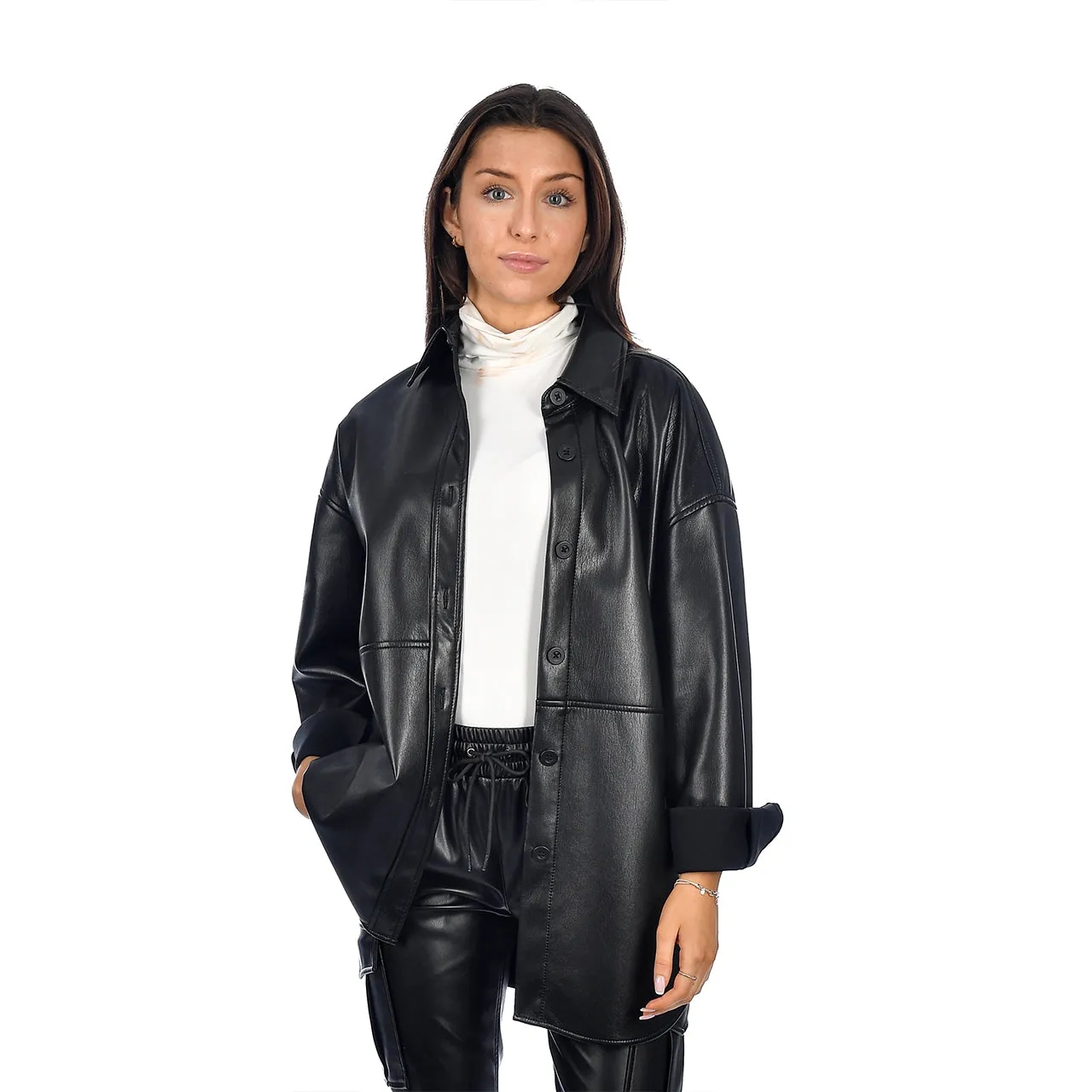 MAKAYLA VEGAN LEATHER SHACKET - BLACK (ONLINE ONLY)