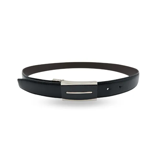 MALCOLM - Mens Black & Chocolate Reversible Genuine Leather Belt