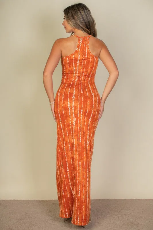 Mango Orange Tie Dye Printed Cami Bodycon Maxi Dress