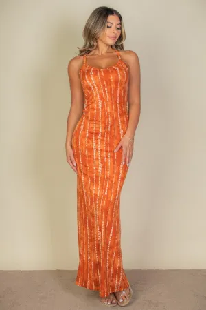 Mango Orange Tie Dye Printed Cami Bodycon Maxi Dress