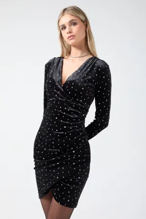 Marc Angelo Velvet Diamante Dress MA810443 BLK