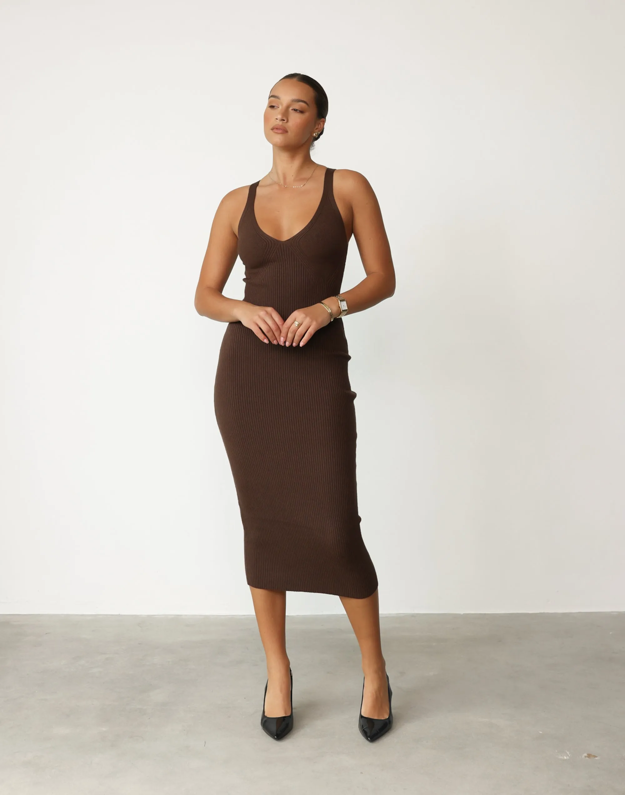 Mariam Midi Dress (Brown)