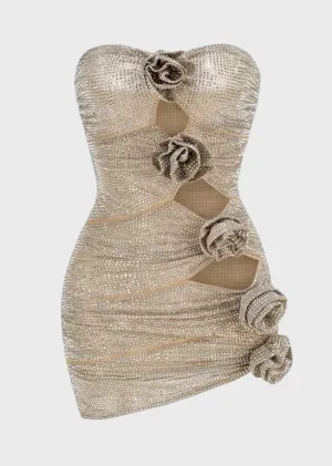 Marjani Cut-Out Roses Decor Sequined Dress