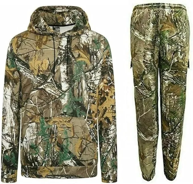 Mens Camouflage Jungle tracksuit Set Fishing Hunting Pullover Hoodie Jacket Outfit set