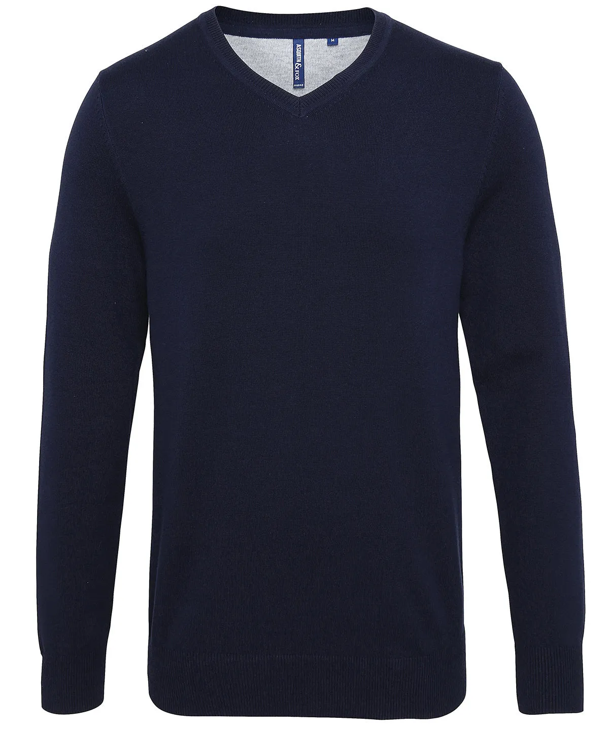 Mens cotton blend v-neck sweater | French Navy