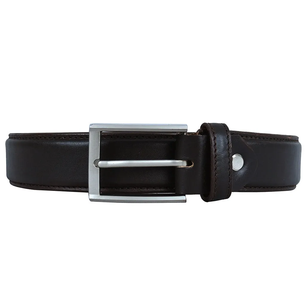 Men's Dress Leather Belt Salika Coffee Brown