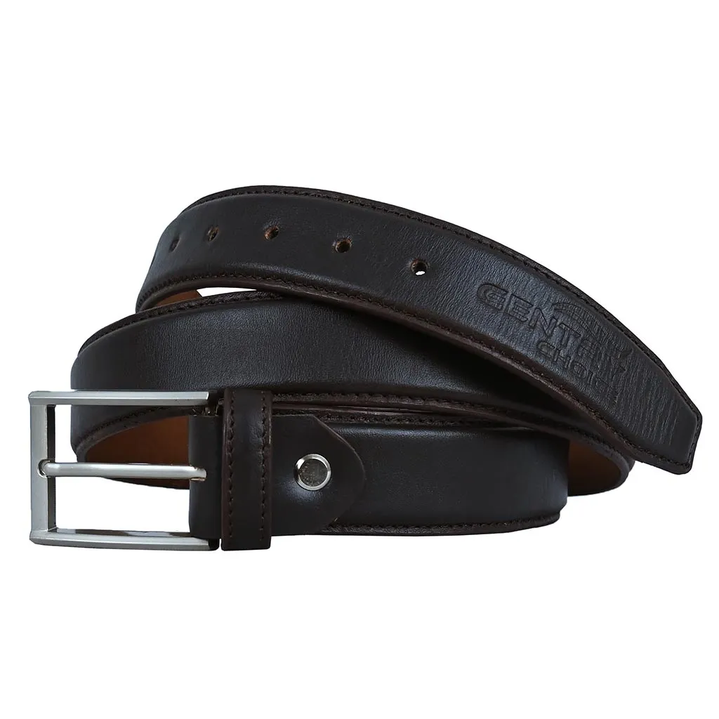 Men's Dress Leather Belt Salika Coffee Brown