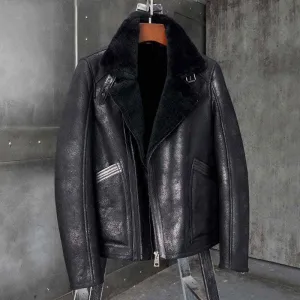 Men's Shearling Motorcycle Leather Jacket