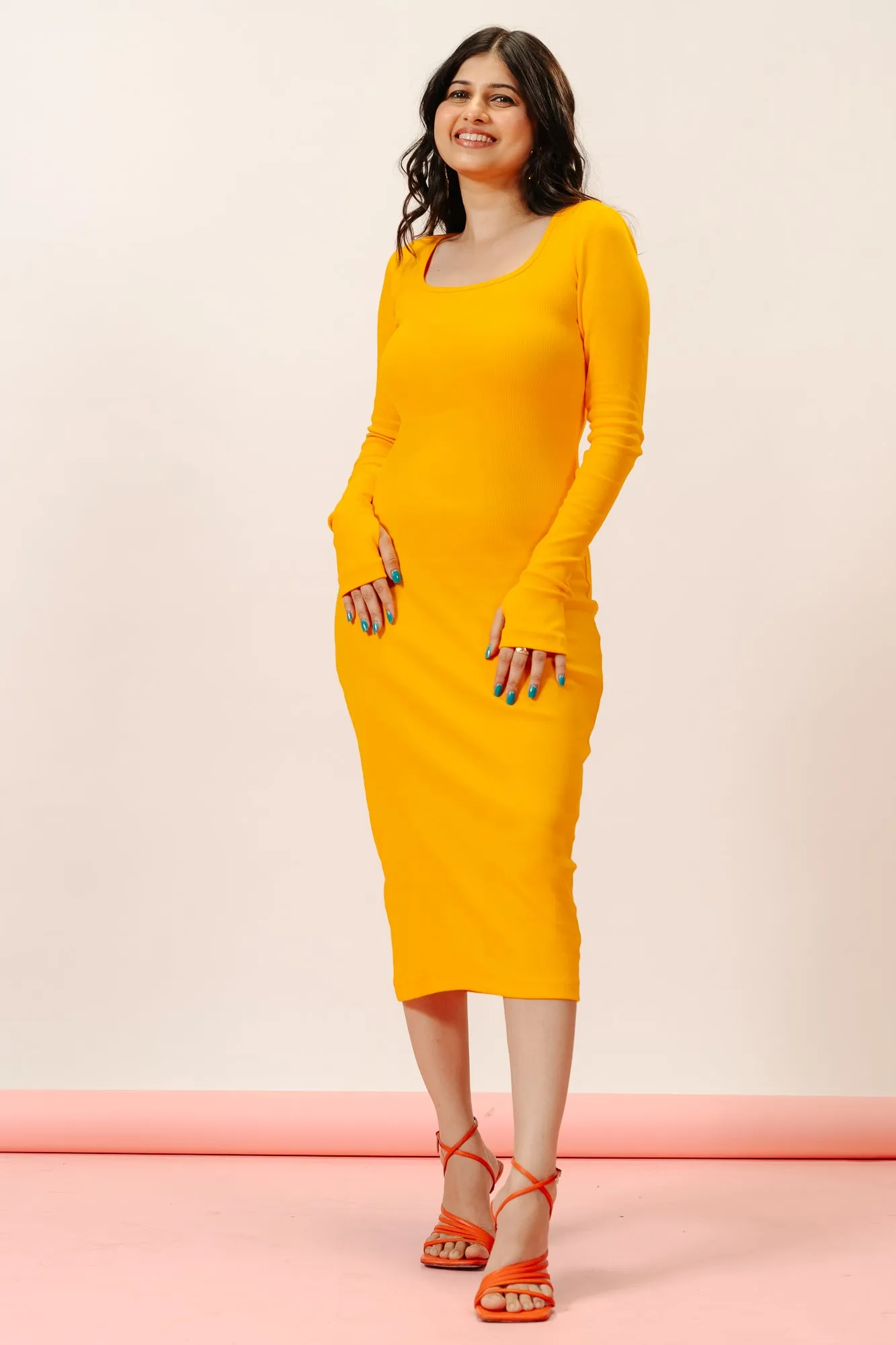 Mimosa Rib Bodycon Midi Dress