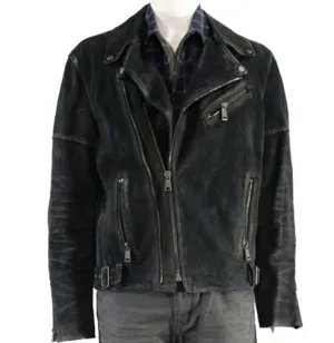 Movie Baby Driver Jon Hamm Black Cafe Racer Leather Jacket