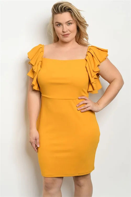 Mustard Yellow Plus Size Bodycon Dress