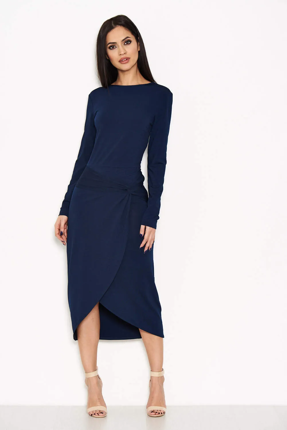 Navy Knot Front Bodycon Dress