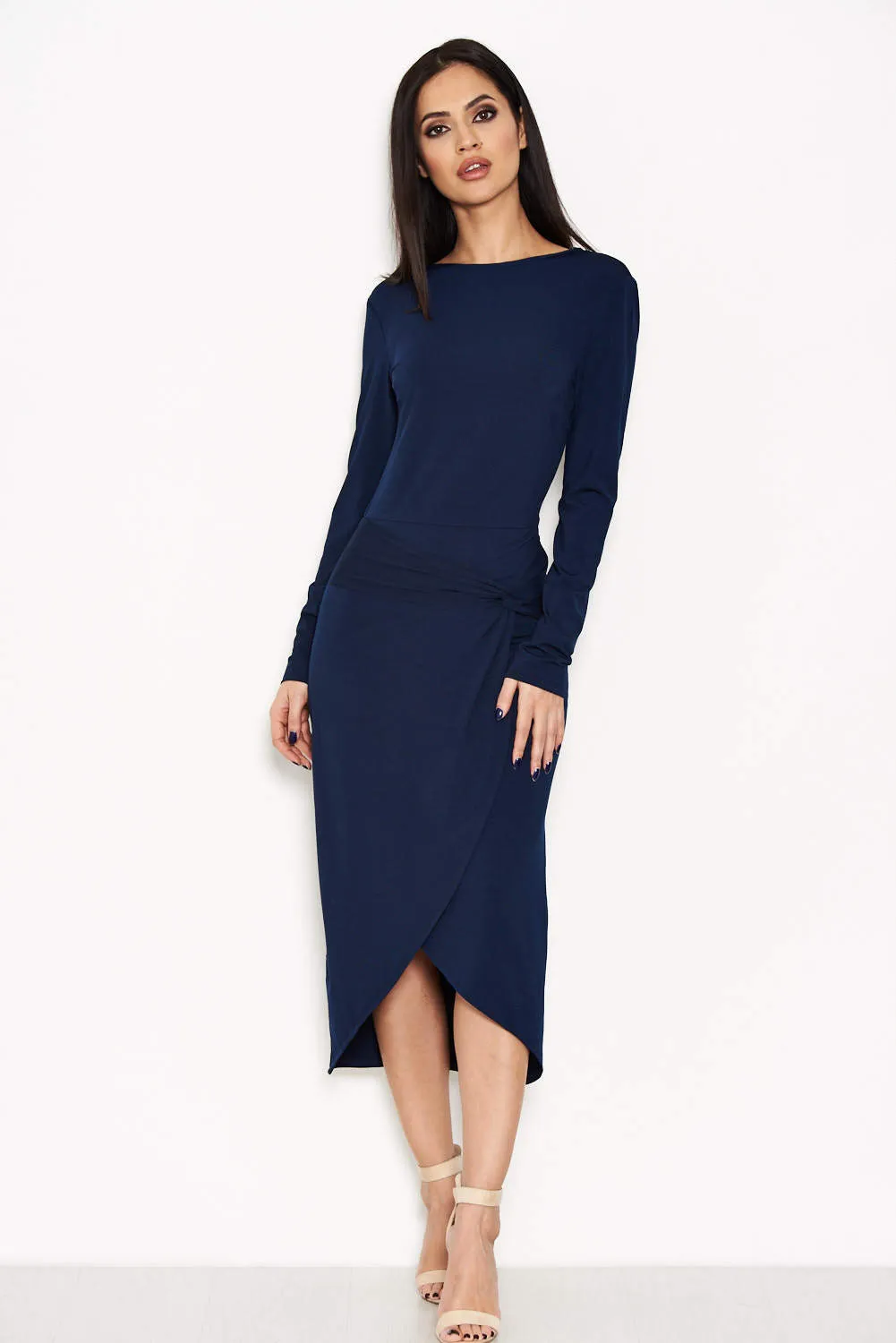 Navy Knot Front Bodycon Dress