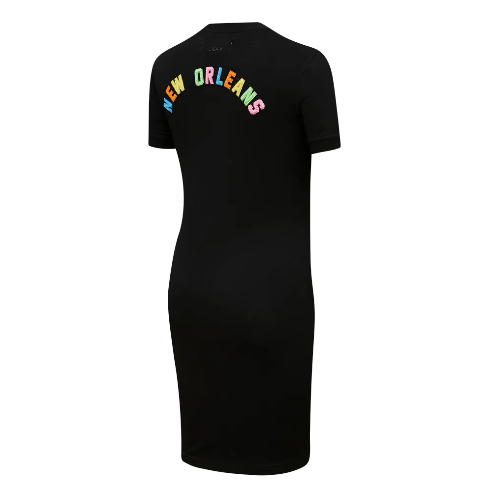 NEW ORLEANS SAINTS WASHED NEON BODYCON DRESS (BLACK)