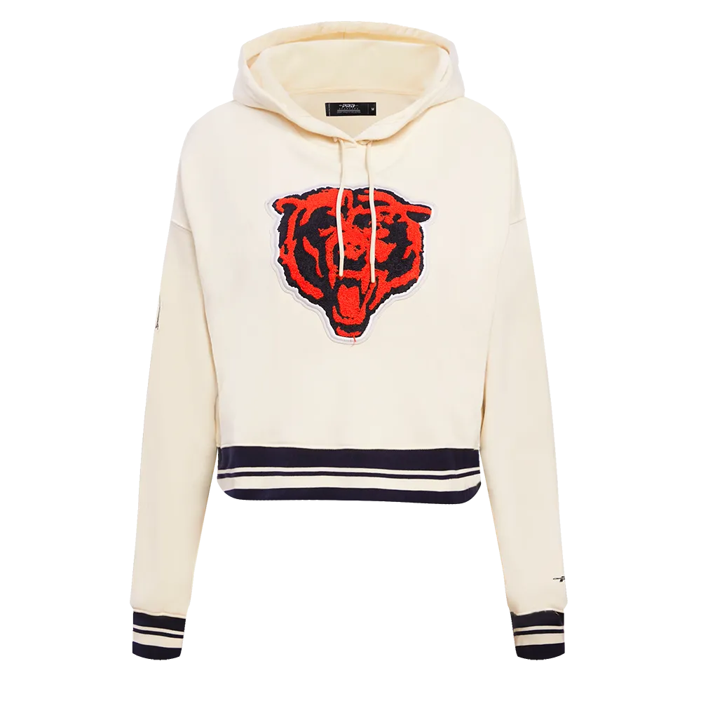 NFL CHICAGO BEARS RETRO CLASSIC WOMEN'S CROPPED PO HOODIE (EGGSHELL/MIDNIGHT NAVY)