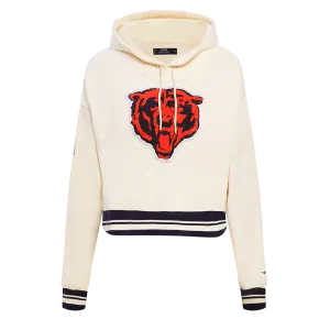 NFL CHICAGO BEARS RETRO CLASSIC WOMEN'S CROPPED PO HOODIE (EGGSHELL/MIDNIGHT NAVY)