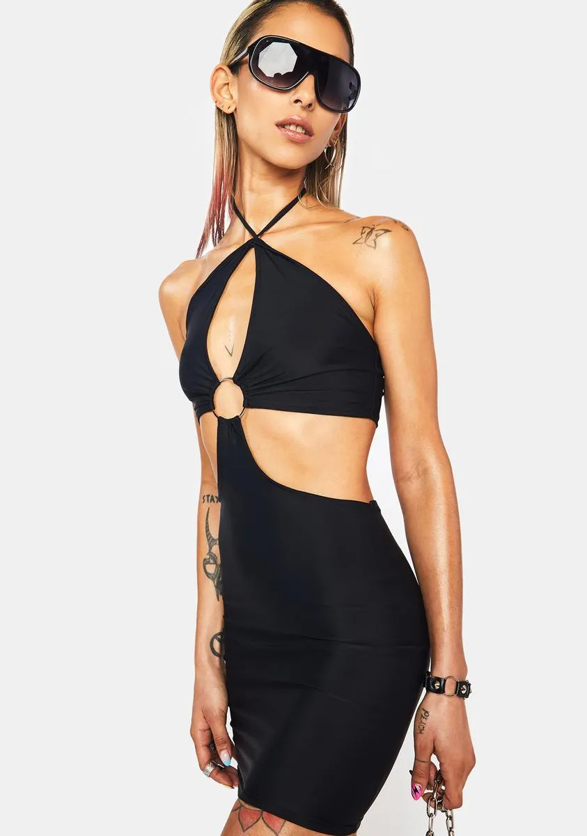 Noir Party Favors Mini Halter Dress