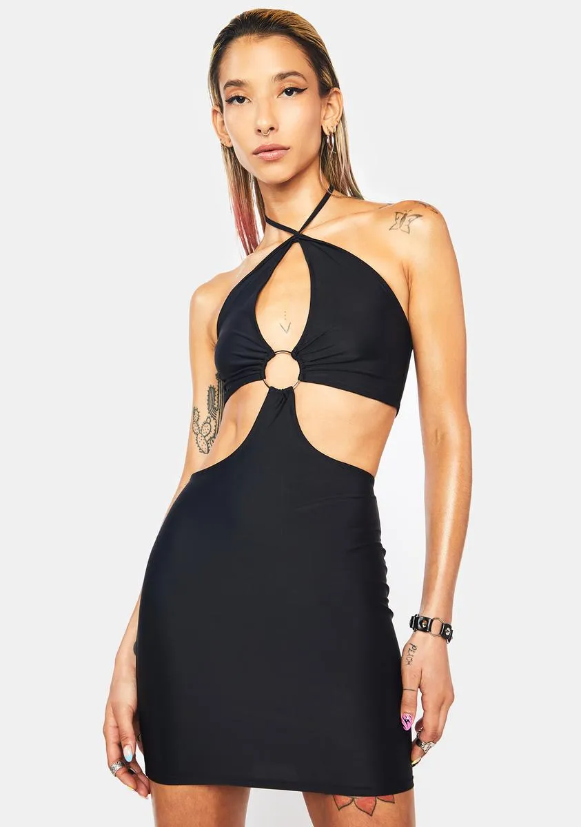 Noir Party Favors Mini Halter Dress