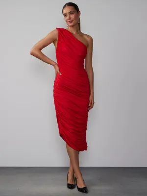 One Shoulder Ruched Bodycon Dress