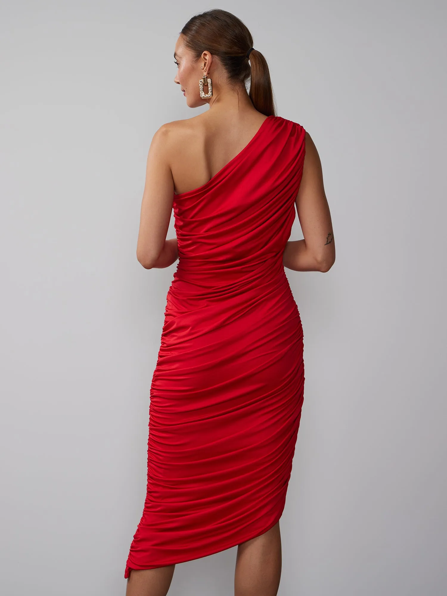 One Shoulder Ruched Bodycon Dress