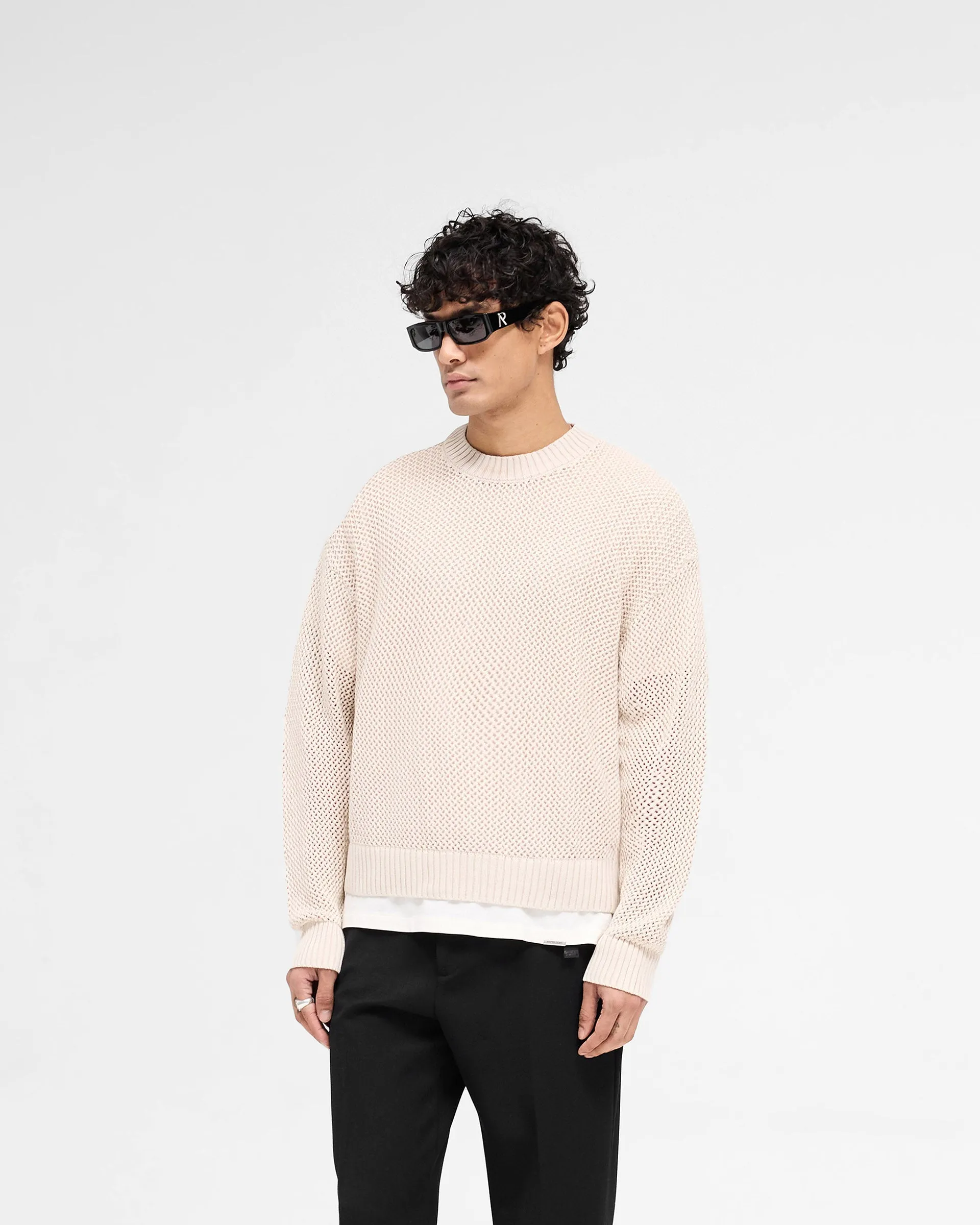 Open Gauge Knit Sweater - Off White